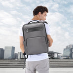 Waterproof Expandable Backpack with Usb Charging - Multi-compartment - Dark Gray