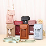 Women Touch Screen Shoulder Bag For Mobile Phones - Black - Top-Down View