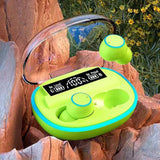 Wireless Bluetooth Earphones with Noise Reduction and Power Bank Function - Fluorescent Green - Front View