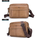 Men Leather Shoulder Bag Double Layer - Beige