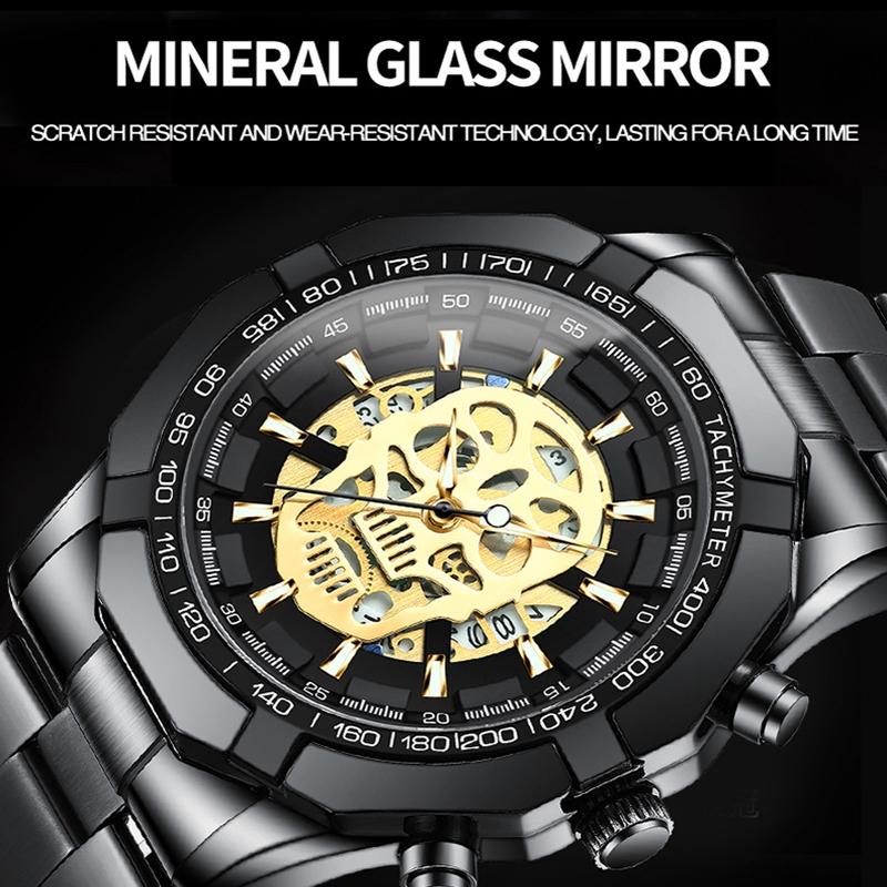 Waterproof Luminous Skeleton Watch - 30m - White Steel White