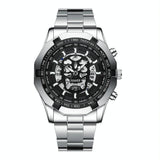 Waterproof Luminous Skeleton Watch - 30m - White Steel White