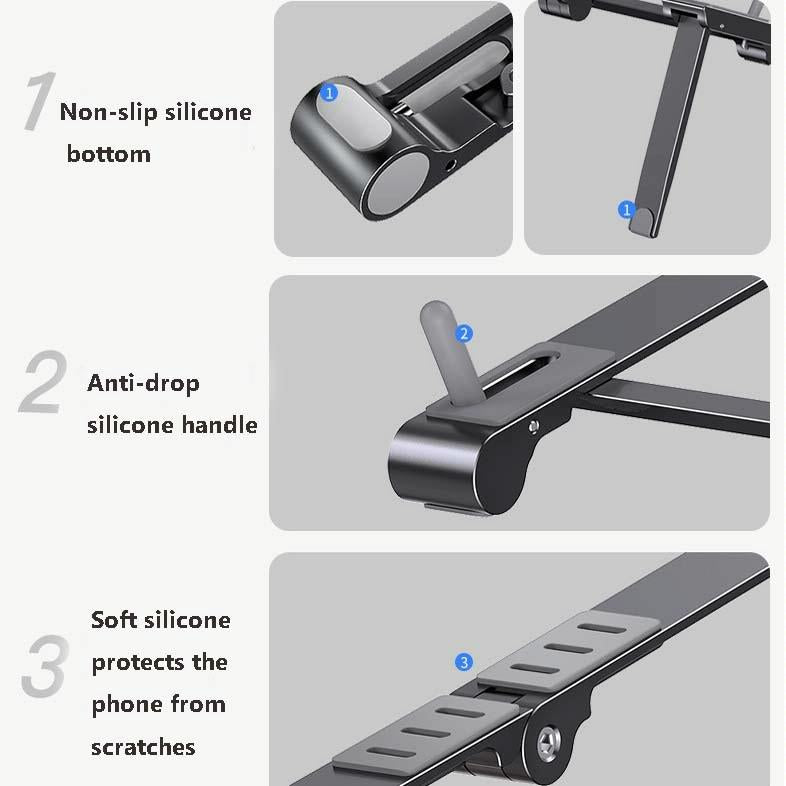 Foldable Metal Laptop Stand for Cooling and Ergonomic - Silver