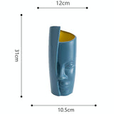 Thickened Drop-proof Vase with Dried Flower Ornaments - Sea Blue - Side View