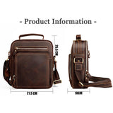 Men Crazy Horse Leather Crossbody Bag Durable & Stylish - Black - 45-Degree Angle