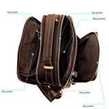 Men Crazy Horse Leather Crossbody Bag Durable & Stylish - Black - Close-Up Angle