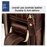 Men Crazy Horse Leather Crossbody Bag Durable & Stylish - Black - Low Angle