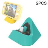 2-pack Portable Triangle Charger for Nintendo Switch / Lite - Blue Green