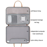 Waterproof Leather Computer Bag - 13 / 13.3 Inches Fully Open & Portable - Gray Black - Top-Down View