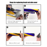 Soft Velvet Suction Head Brush for Dyson V12 V15 Slim Vacuum Cleaner - Yellow Blue - Close-Up Angle