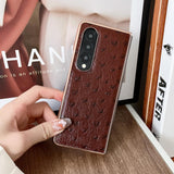 For Samsung Galaxy Z Fold4 5G Ostrich Leather Phone Case - Blue - Side View