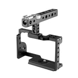 Video Camera Cage Stabilizer With Handle For Sony A6600 Black - Front View