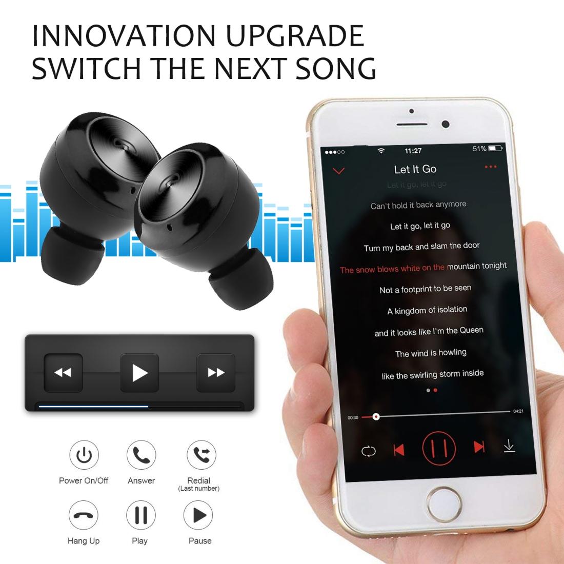 Bluetooth 5.0 Earphones with Magnetic Charging Box - Wireless - Black