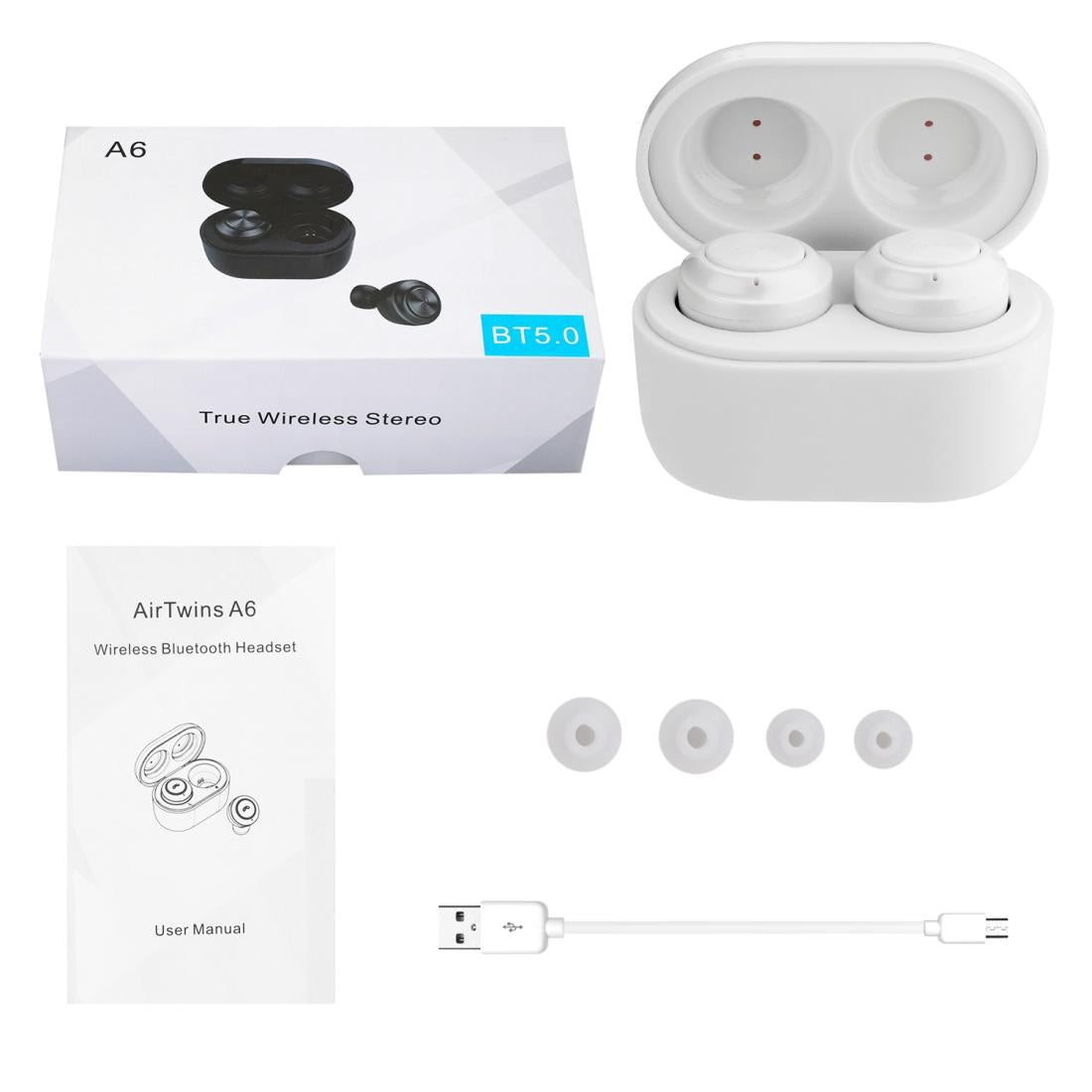 Bluetooth 5.0 Earphones with Magnetic Charging Box - Wireless - Black