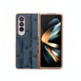 For Samsung Galaxy Z Fold4 5G Leather Mahjong Phone Case - Electroplated - Brown