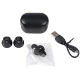 Black A6 True Wireless Earbuds + Charging Box - Close-Up Angle