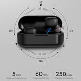 Wireless Sports Bluetooth Earphones - Binaural Stereo Black - 45-Degree Angle