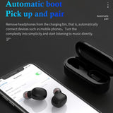 Wireless Sports Bluetooth Earphones - Binaural Stereo Black - Low Angle