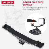 Aluminum Dual Hot / Cold Shoe Mount Adapter Bracket - Black - Close-Up Angle