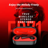 Waterproof Wireless Bluetooth Earphones - Stereo 5.0 - Black - Top-Down View