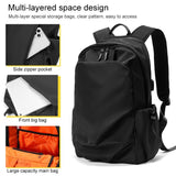 Multifunctional Oxford Laptop Backpack in Black - 45-Degree Angle