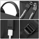 Multifunctional Oxford Laptop Backpack in Black - Close-Up Angle