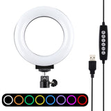 10 Mode Rgbw Led Ring Light with Tripod and Ball Head - 4.7 Inch Curved Surface - Black