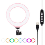 10 Mode Rgbw Led Ring Light with Tripod and Ball Head - 4.7 Inch Curved Surface - Black - Front View