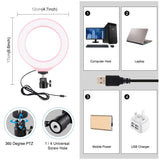 10 Mode Rgbw Led Ring Light with Tripod and Ball Head - 4.7 Inch Curved Surface - Black