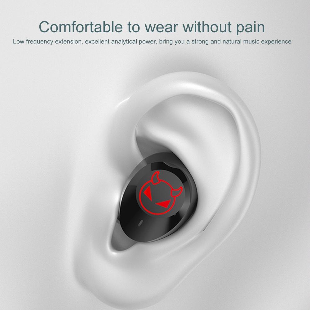 Intelligent Noise Reduction Bluetooth Earphones with Touch Control and Battery Display - Black