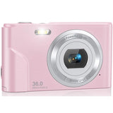36mp 2.7k Full Hd Digital Camera with 16x Zoom for Children - 2.4 Inch Screen - Black - Front View