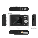 36mp 2.7k Full Hd Digital Camera with 16x Zoom for Children - 2.4 Inch Screen - Black - Rear View
