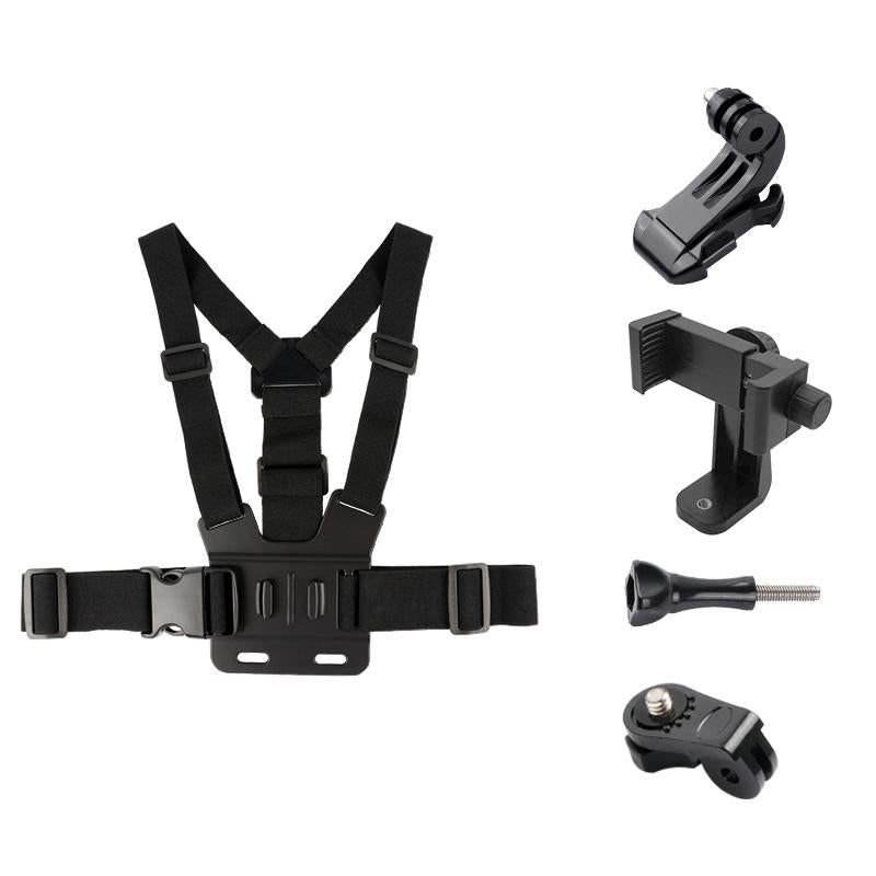 Adjustable Body Mount Belt with Phone Clamp for Action Cameras and Smartphones