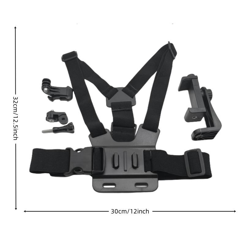 Adjustable Body Mount Belt with Phone Clamp for Action Cameras and Smartphones