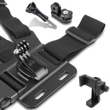 Adjustable Body Mount Belt with Phone Clamp for Action Cameras and Smartphones - Top-Down View