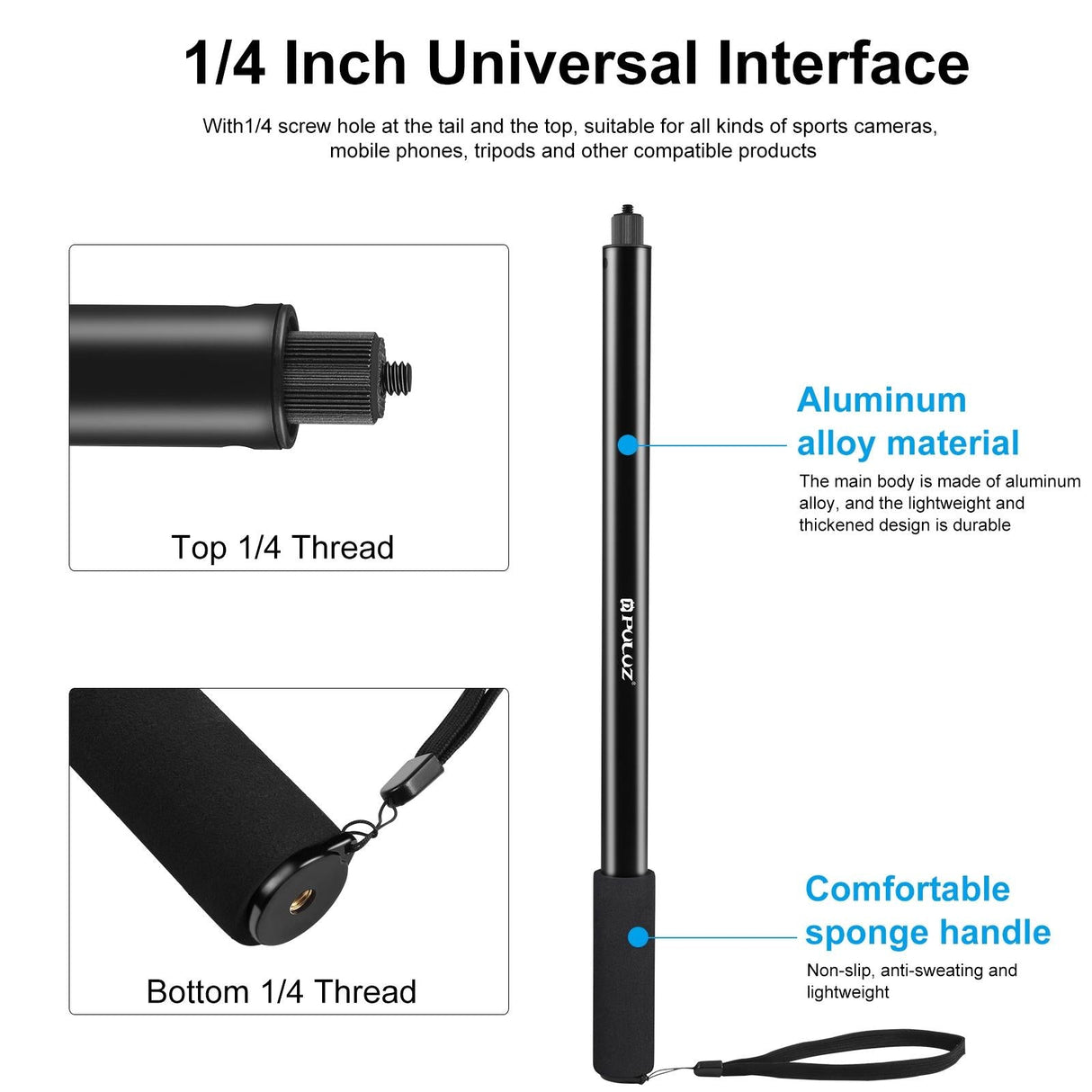 2m Extendable Selfie Stick for Insta360 one Rs X2 X3 X4