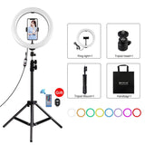 10.2 Rgbw Led Ring Light Kit with Tripod Remote and Phone Clamp - Front View