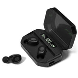 Wireless Bluetooth 5.0 Earbuds with Touch Display & Charging Case - Black - Front View