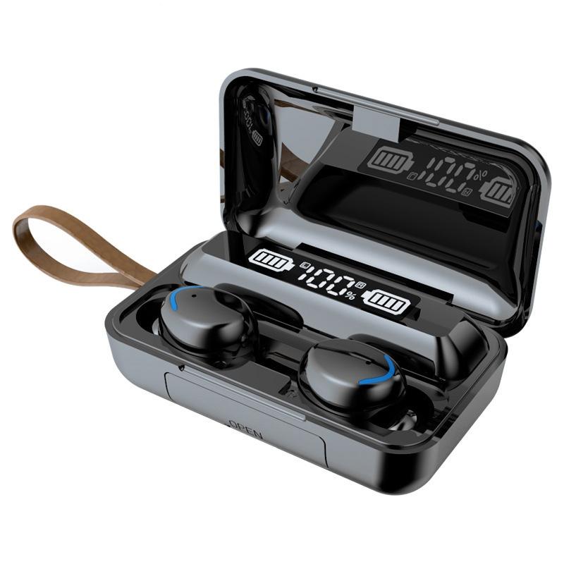 Bluetooth Earphone with Noise Reduction & Led Display Hand Strap - Black