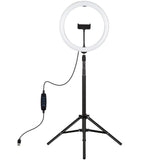 11.8 Led Ring Light with Tripod and Phone Clamp - 3 Modes Dual Colour Temperature Dimmable - Black - Side View