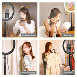 11.8 Led Ring Light with Tripod and Phone Clamp - 3 Modes Dual Colour Temperature Dimmable - Black - Top-Down View