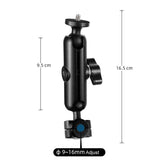 Motorcycle Rearview Mirror Mount for Action Cameras - 9cm Rod 20mm Ball Head Tripod Adapter - Side View