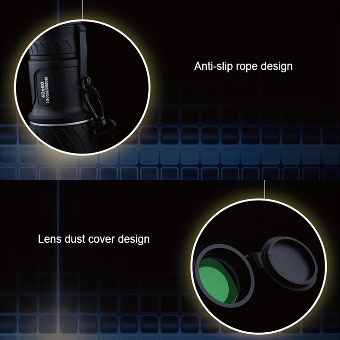 High Definition Night Vision Monocular Telescope - 40X60 12X Pocket Focusing - Black