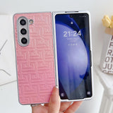 For Samsung Galaxy Z Fold4 5G Geometric Gradient Leather Phone Case - Pearlescent Finish - Gold - Extra Image
