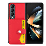 For Samsung Galaxy Z Fold4 5G Samsung Galaxy Z Fold4 Litchi Pattern Single Button Card Holder Phone Case - Red - Extra Image