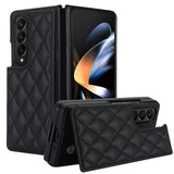 For Samsung Galaxy Z Fold4 5G Foldable Full Coverage Double Buckle Pu Phone Case - Brown