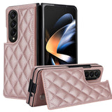 For Samsung Galaxy Z Fold4 5G Foldable Full Coverage Double Buckle Pu Phone Case - Brown