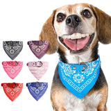 Adjustable Dog Bandana Leather Printed Soft Scarf Collar Neckerchief For Puppy Pet - Size M - Black - Close-Up Angle