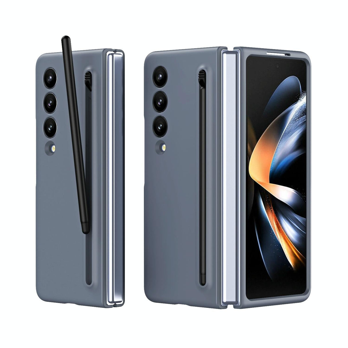 For Samsung Galaxy Z Fold4 5G Enhanced Shockproof Phone Case - Pen Design - Blue