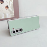 For Samsung Galaxy Z Fold4 5G Shiny Leather Phone Case With Metallic Finish - White - Rear View